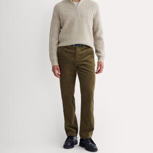 Everlane Men's Wide Wale Corduroy Trouser Sweater in Olive, Size 32x32, Cotton